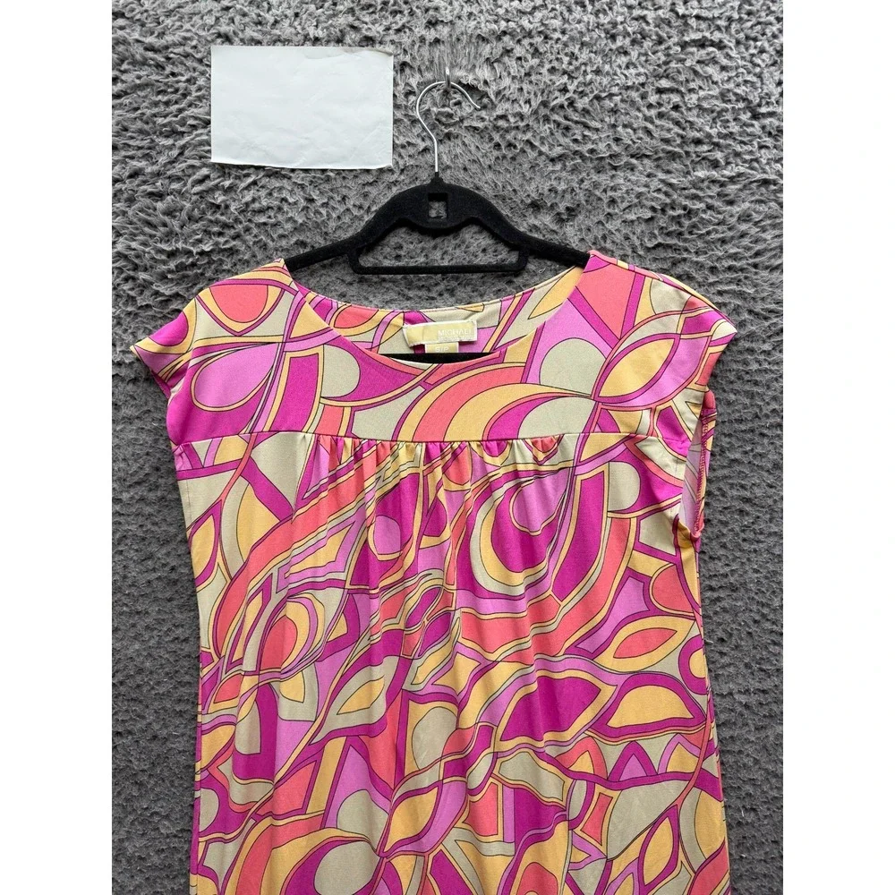 Michael Kors Abstract Print Jersey Cap Sleeve Shift Dress Multicolor Size S